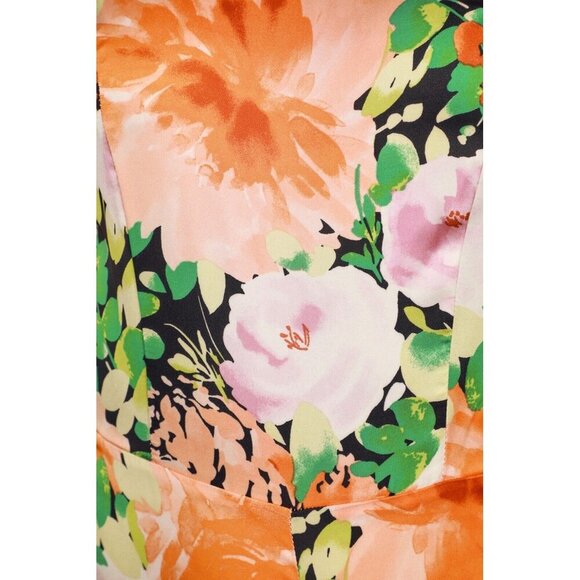 Lulu’s Lovin' It Orange Multi Floral Print Satin One-Shoulder Jumpsuit Size S - Picture 5 of 16